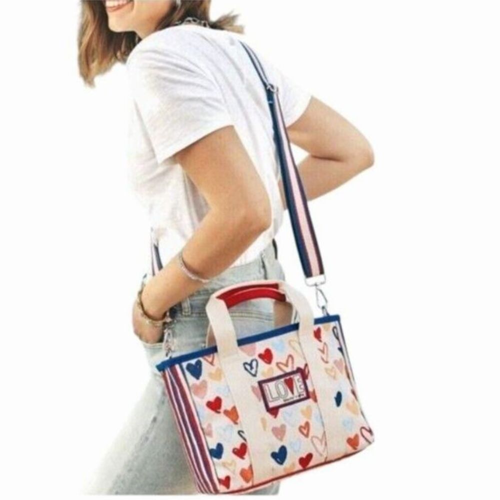 Brighton Red White and You Heart Mini Tote Crossbody Bag EUC
